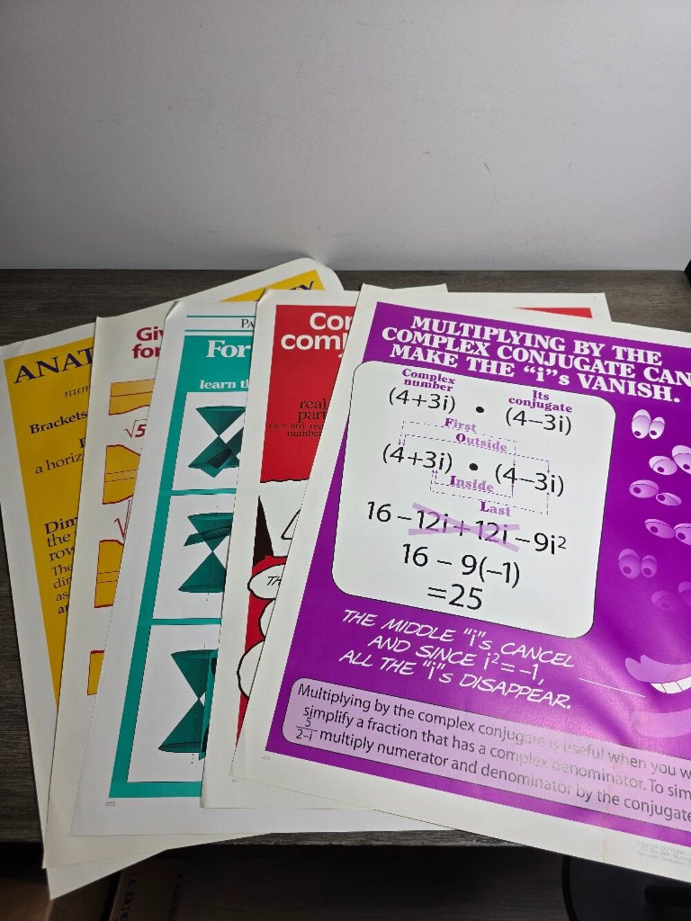 Set of 5 Mathematics Posters Anchor Charts Advanced Classroom Homeschool Teacher